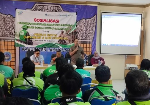 Andalkan DBHCHT, Pemkab Lamongan Beri Bantuan Iuran Perlindungan bagi Ojol dan Opang