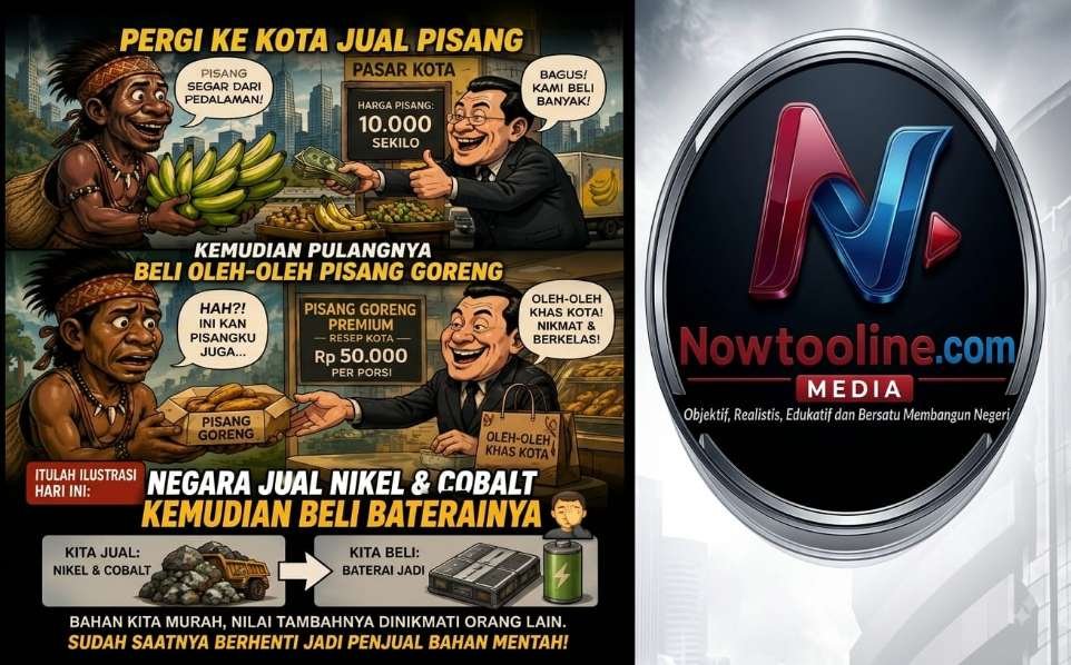 Negara menjual nikel diilustrasikan petani menjual pisang ke pengusaha, kemudian membeli goreng dari pengusaha tesebut, (Foto : Ilustrasi)